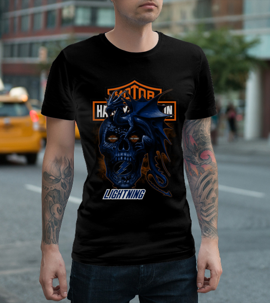 Motor Harley Davidson Lightning Skull Dragon Tampa Bay 111 T-Shirt