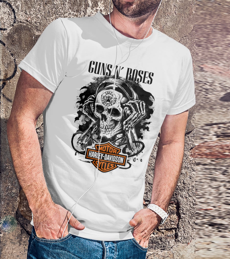 Guns N' Roses Harley Davidson Skull T-Shirt