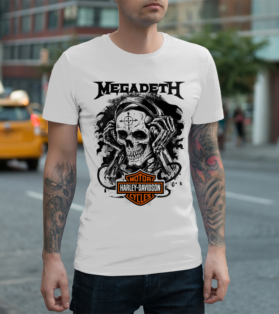 Megadeth Harley Davidson Skeleton Art T-Shirt
