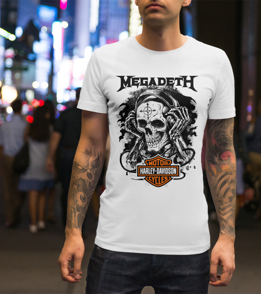 Megadeth Harley Davidson Skeleton Art T-Shirt