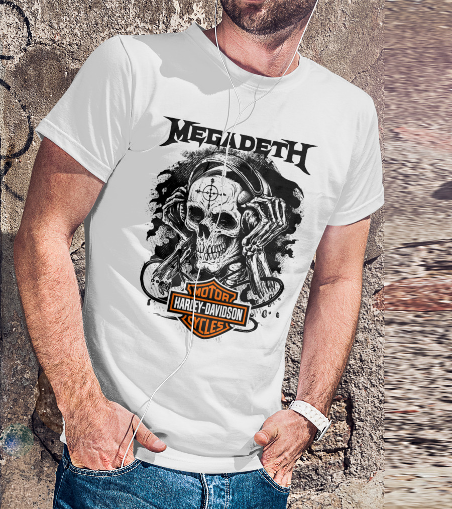 Megadeth Harley Davidson Skeleton Art T-Shirt