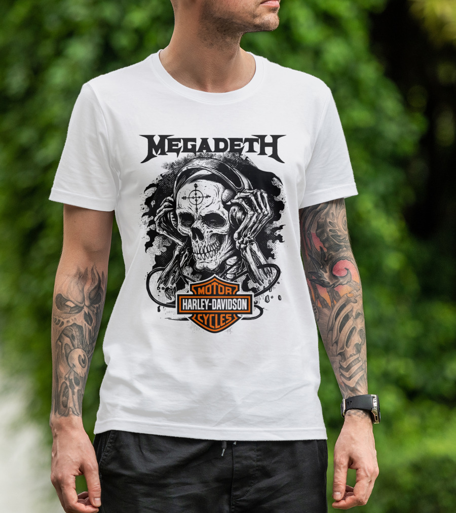 Megadeth Harley Davidson Skeleton Art T-Shirt