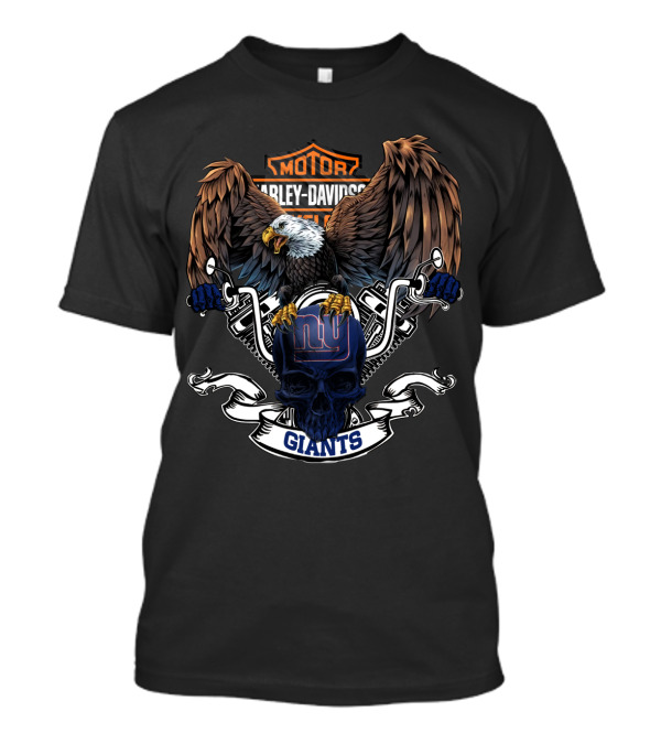Harley Davidson Motorcycles Nfl New York Giants Eagle Skull T-Shirt