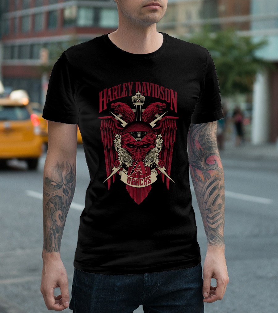 Harley Davidson D-Backs Arizona Diamondbacks Skull Eagles T-Shirt