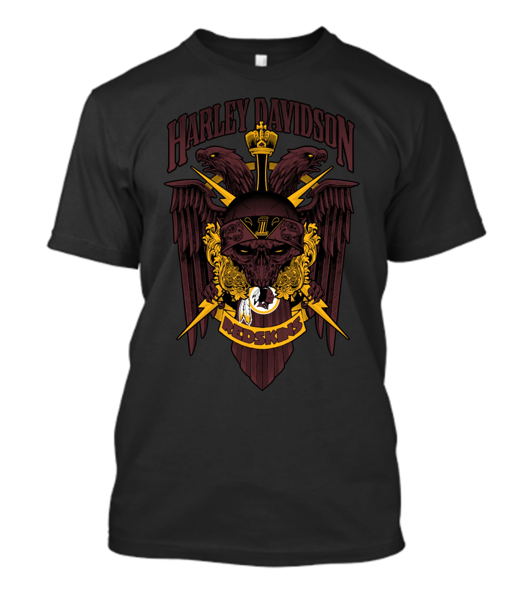 Harley Davidson Washington Redskins Nfl 131 Logo Vintage Style T-Shirt