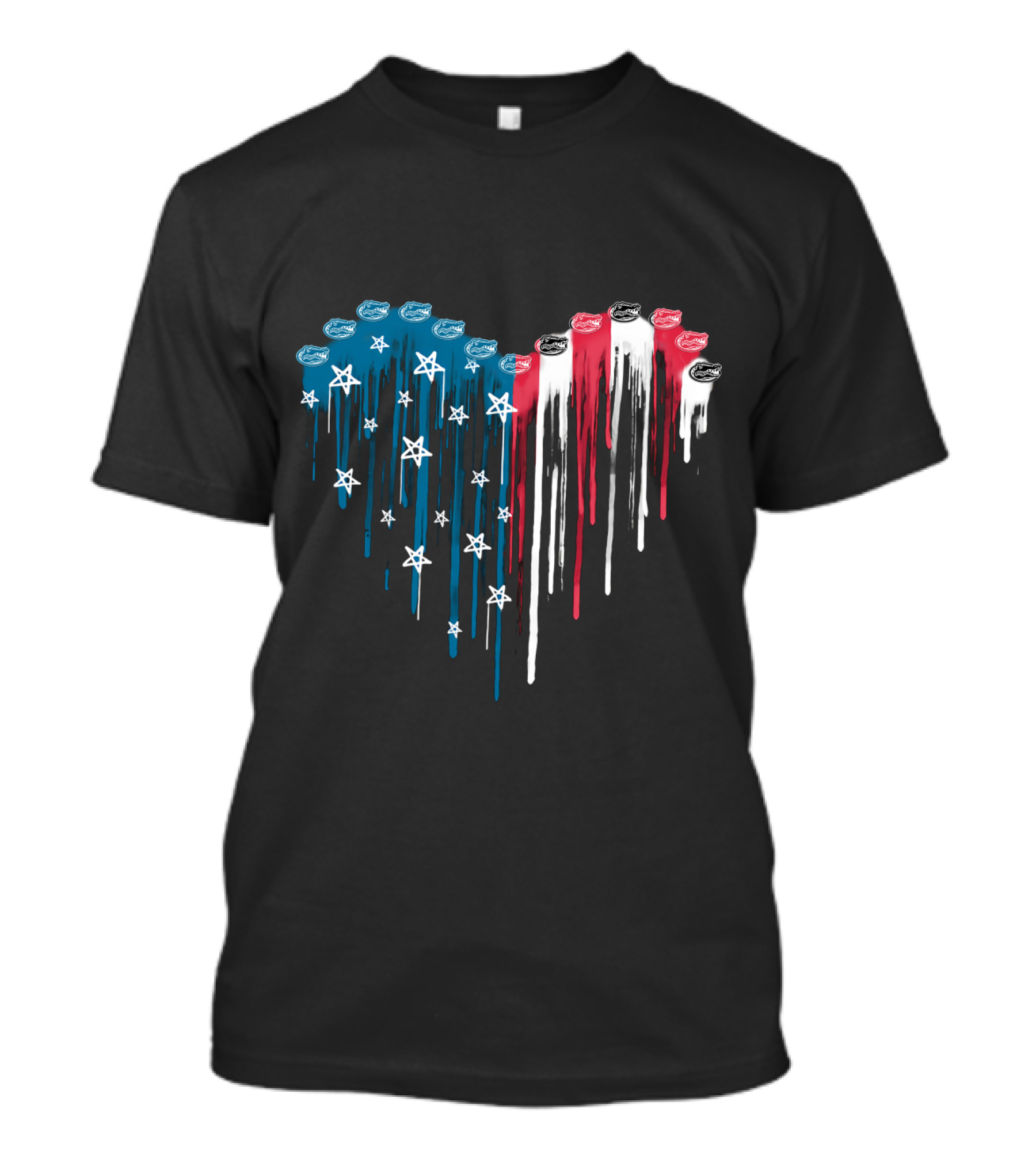 Florida Gators Heart American Flag Colors Stars T-Shirt