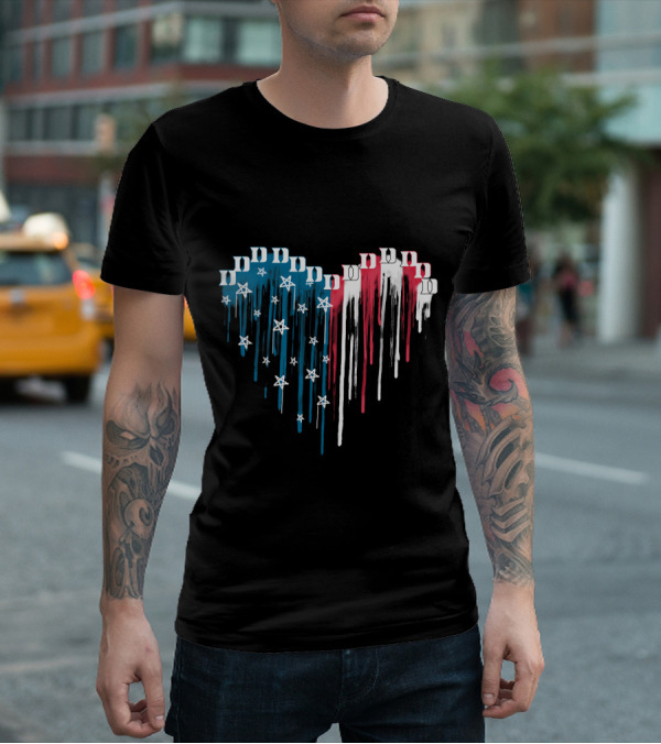 Duke Blue Devils Dripping American Flag Heart T-Shirt