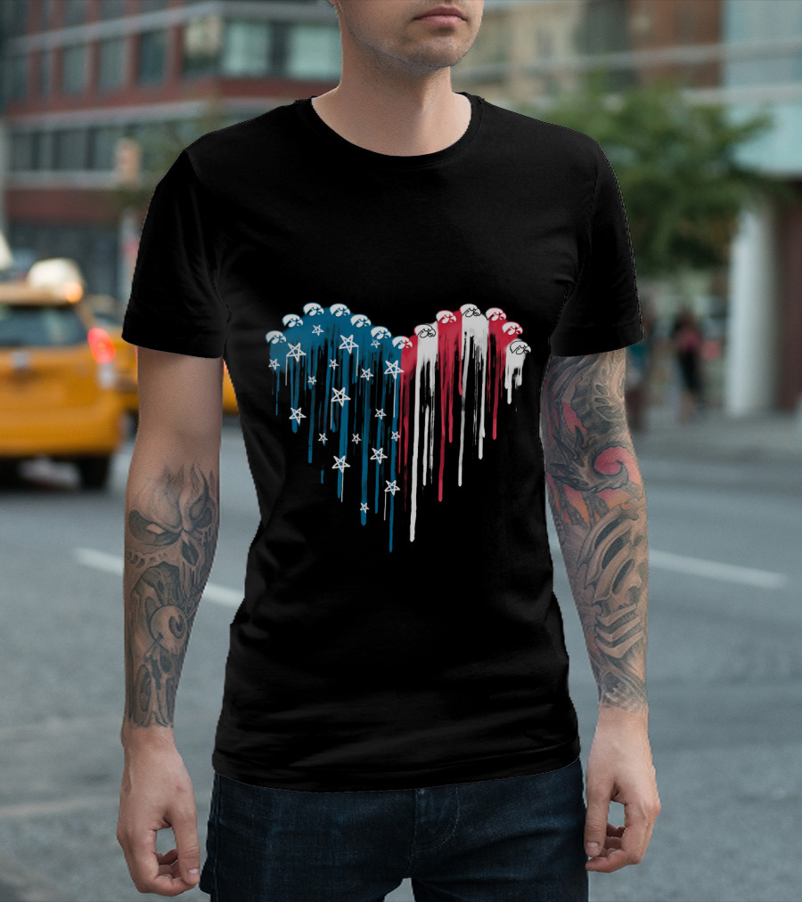 Iowa Hawkeyes Heart Dripping Stars And Stripes T-Shirt