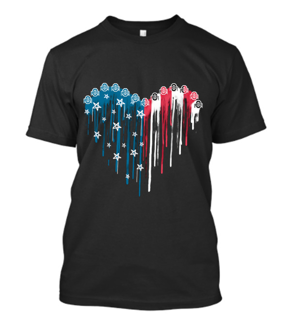Ncaa Ohio State Buckeyes Dripping Stars And Stripes Heart T-Shirt