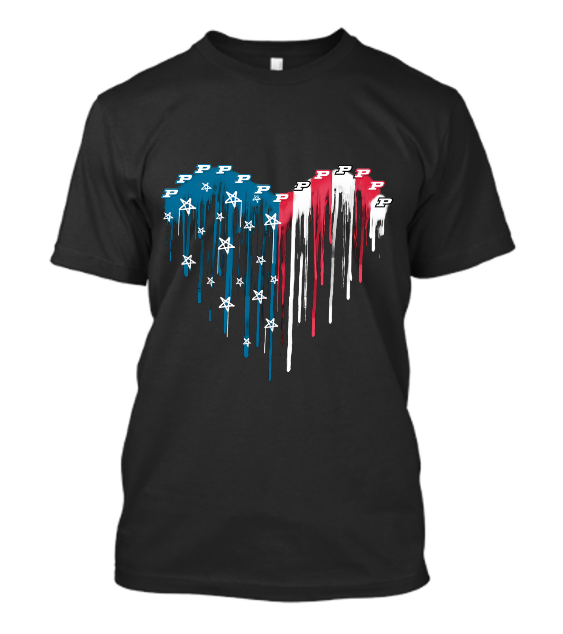 Purdue Boilermakers Dripping American Flag Heart With Stars And P T-Shirt