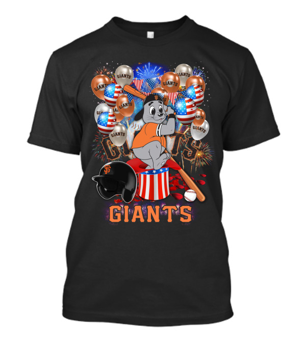 Mlb San Francisco Giants Fireworks Balloons Baseball Bat Helmet T-Shirt