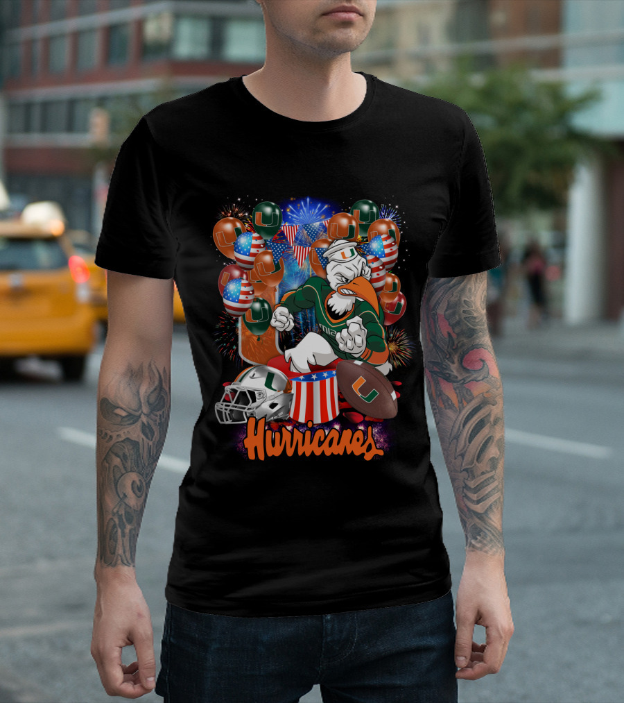 Miami Hurricanes Football Fireworks And Patriotic Celebration T-Shirt