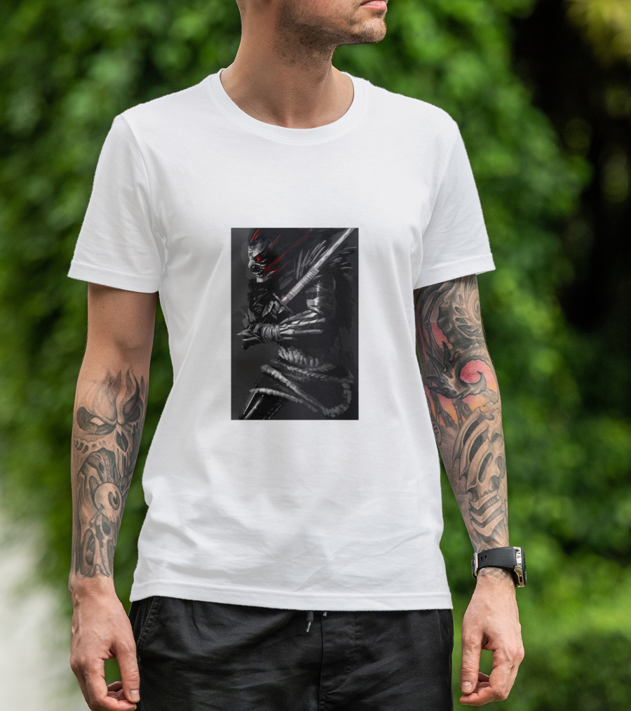 Dark Sword-Wielding Assassin Warrior T-Shirt