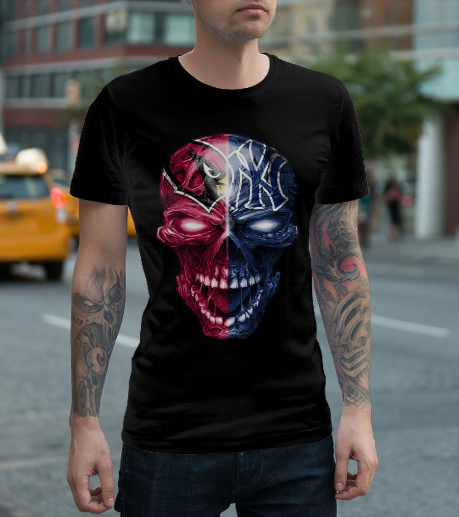 Arizona Cardinals New York Yankees Skull T-Shirt