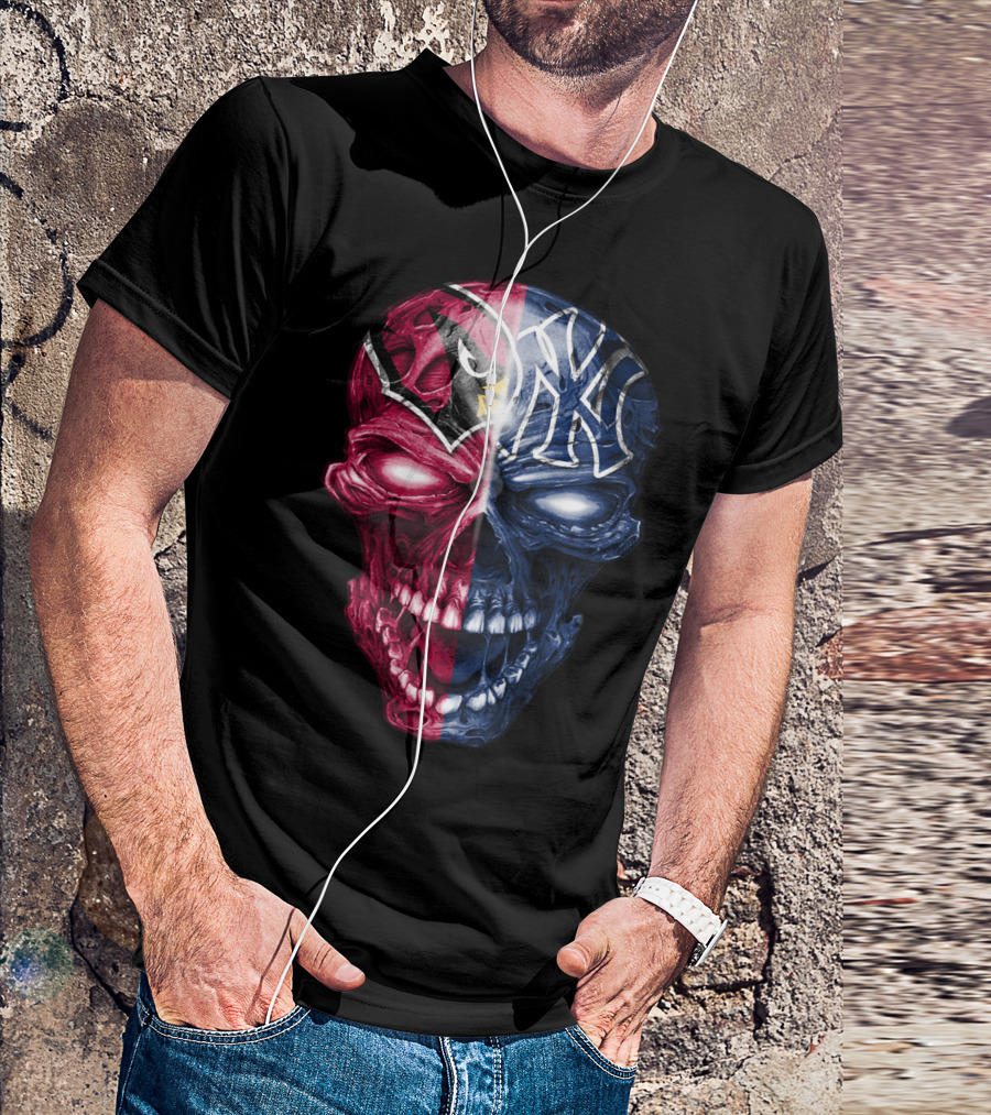 Arizona Cardinals New York Yankees Skull T-Shirt