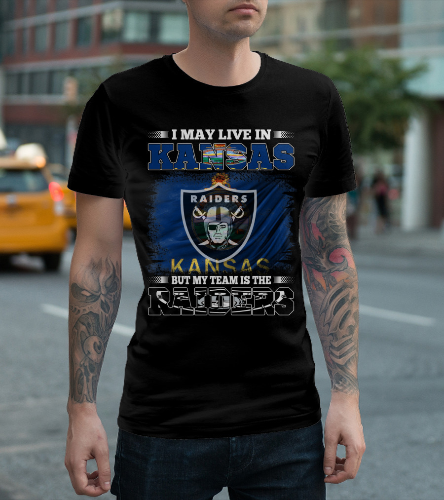 Kansas Resident Loyal to Raiders Team with Iconic Football Emblem T-Shirt