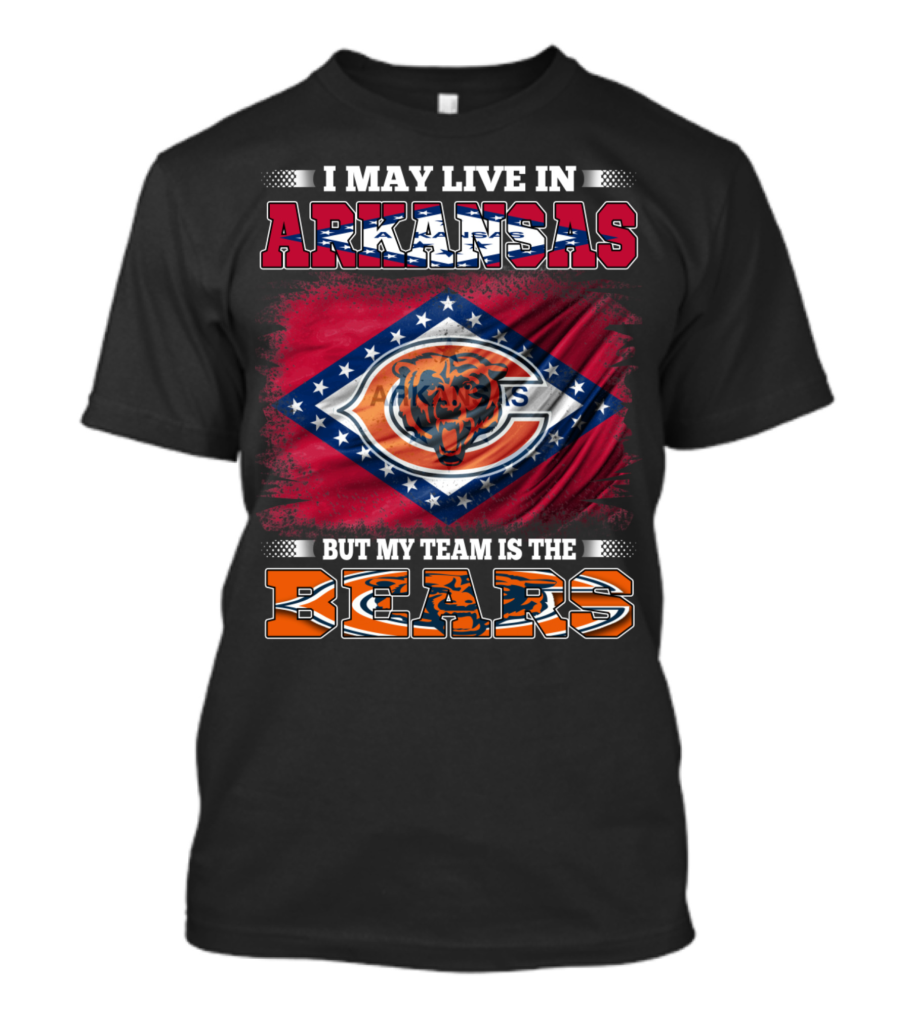 I May Live In Arkansas But My Team Is The Bears Flag T-Shirt