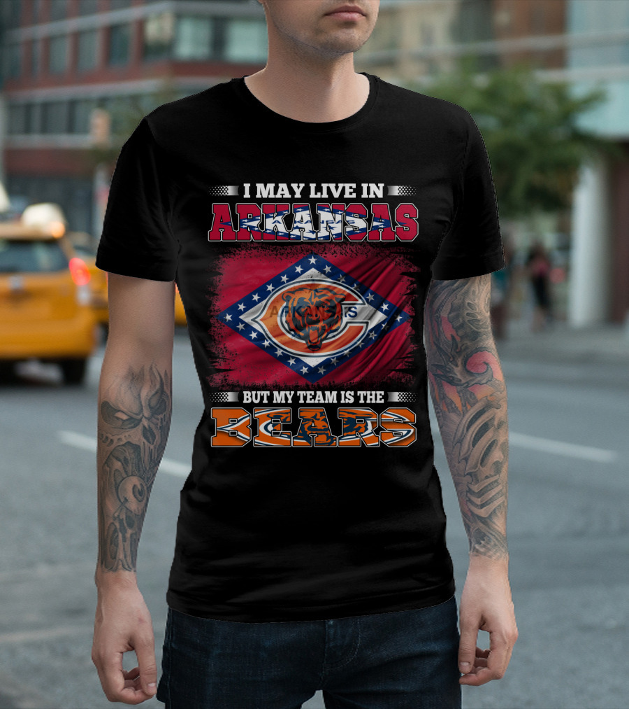 I May Live in Arkansas But My Team Is the Bears Flag T-Shirt