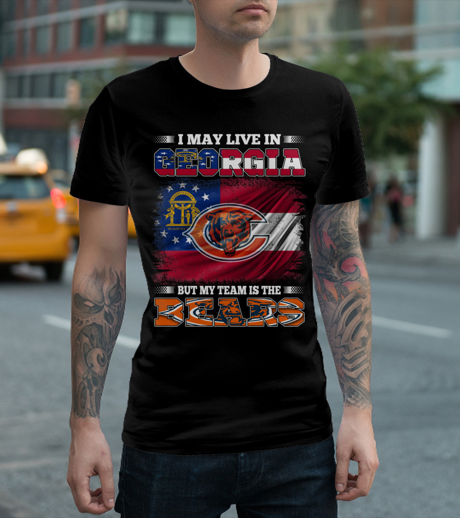 I May Live In Georgia Flag Mix But My Team Is The Bears T-Shirt