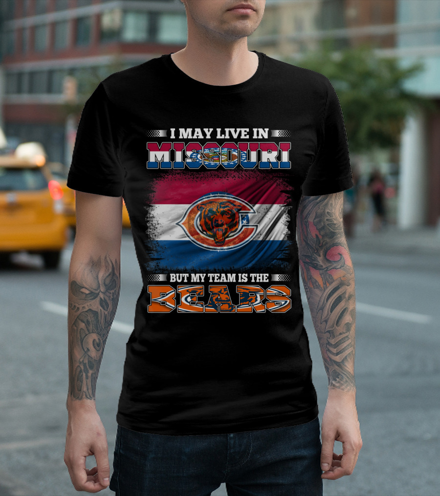 I May Live In Missouri But My Team Is the Bears Flag T-Shirt