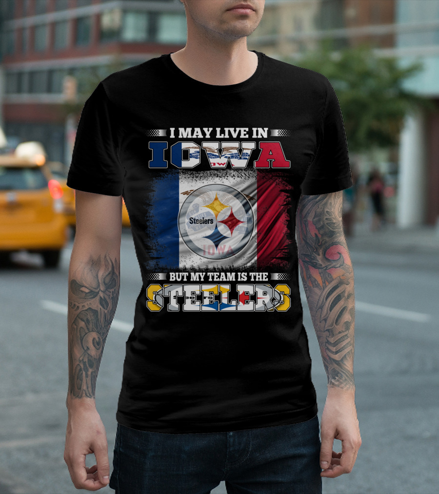 Iowa Resident Proudly Supporting Steelers with Team T-Shirt