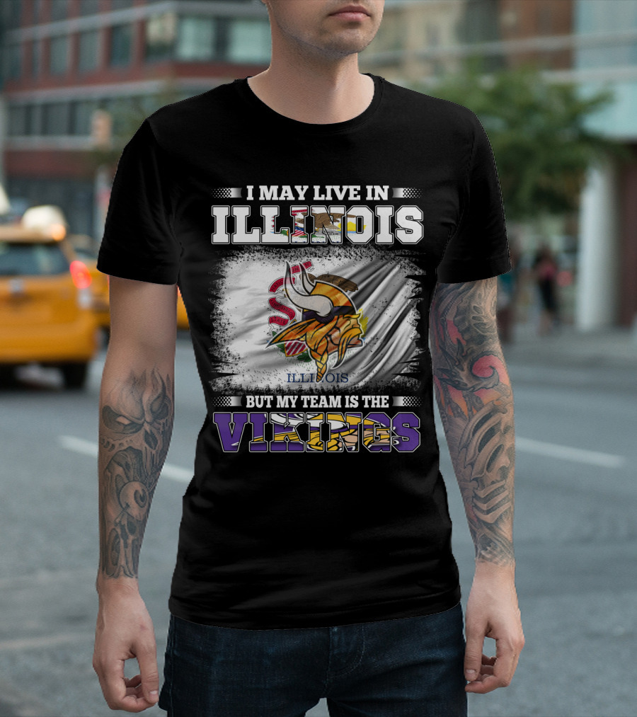 Illinois Loyalty with Vikings Team Pride Flag T-Shirt