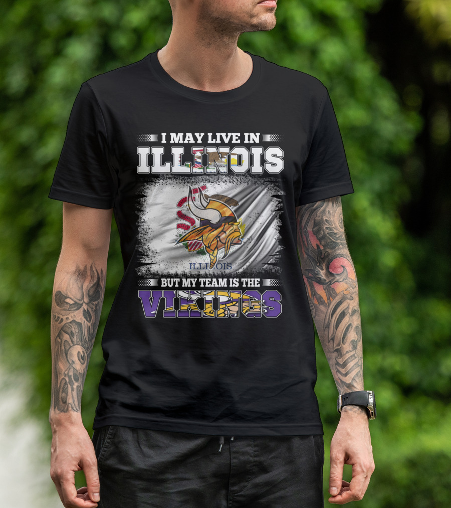 Illinois Loyalty With Vikings Team Pride Flag T-Shirt