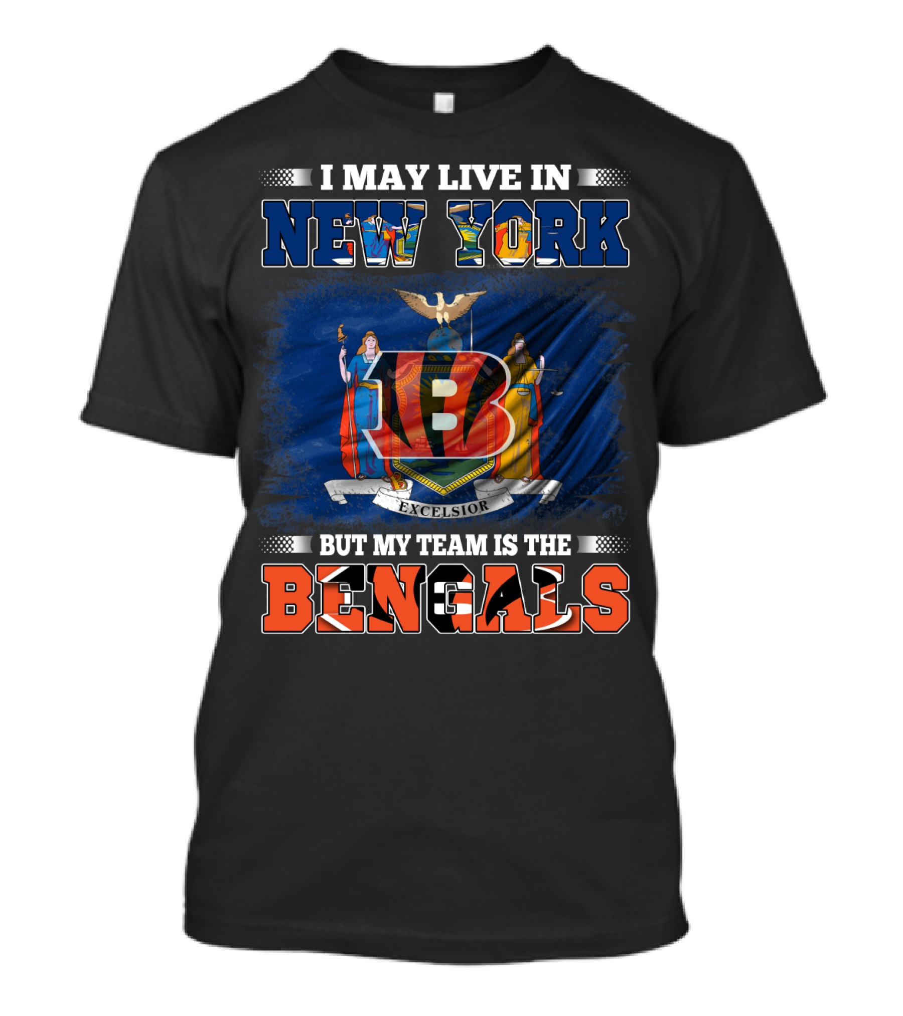 New York Loyalty With Bengals Team Allegiance Flag T-Shirt