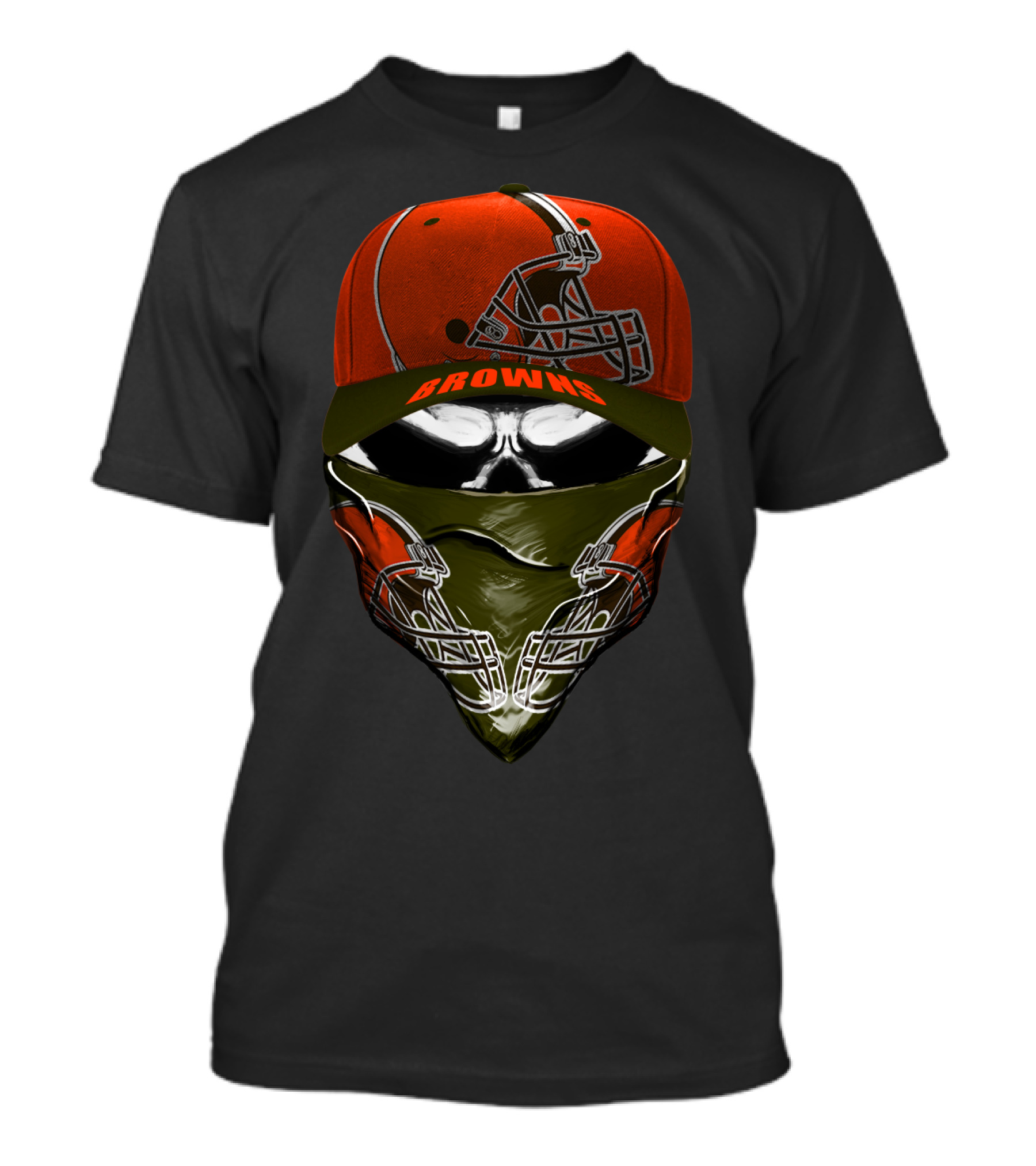 Cleveland Browns Helmet Skull Cap T-Shirt