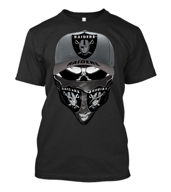 Raiders Logo Cap And Mask Combination With Text T-Shirt