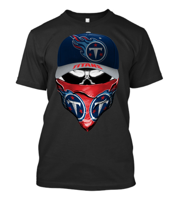 Tennessee Titans Skull With Logo Cap And Bandana T-Shirt