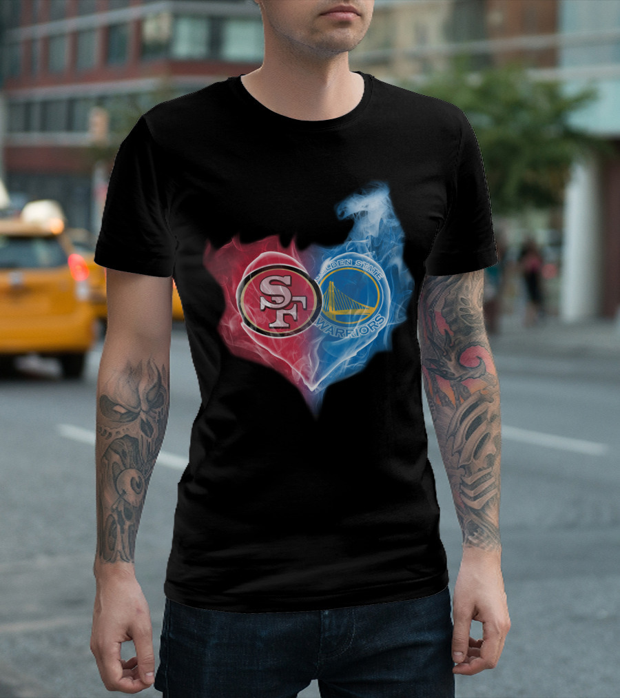 San Francisco 49ers Golden State Warriors Heart Fusion T-Shirt