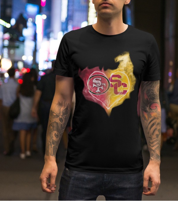 49ers SF USC Trojans Heart Emblem T-Shirt