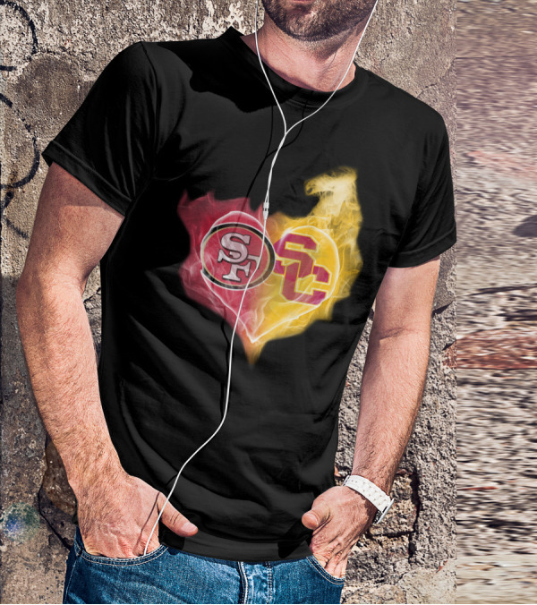 49ers SF USC Trojans Heart Emblem T-Shirt