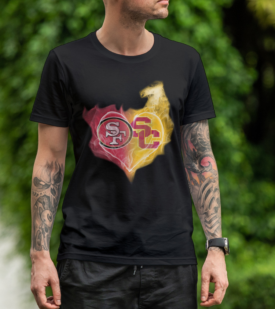 49ers SF USC Trojans Heart Emblem T-Shirt
