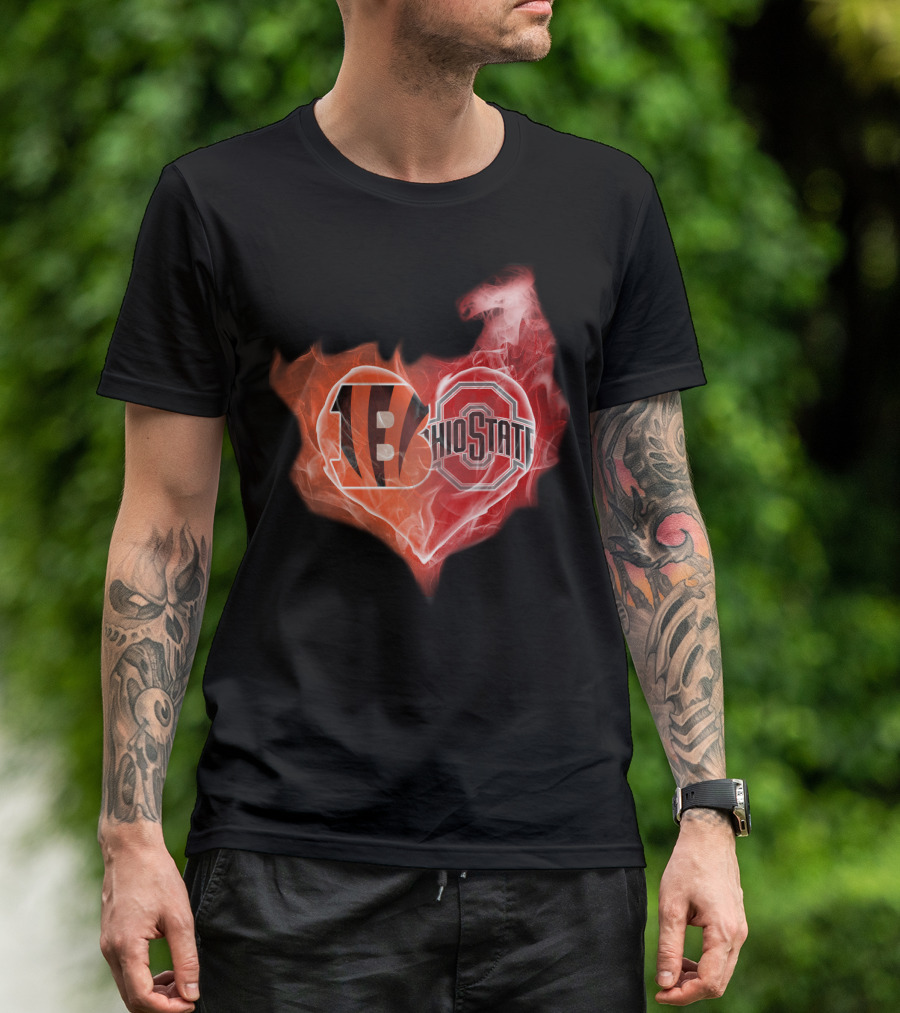 Bengals Ohio State Heart Fusion T-Shirt