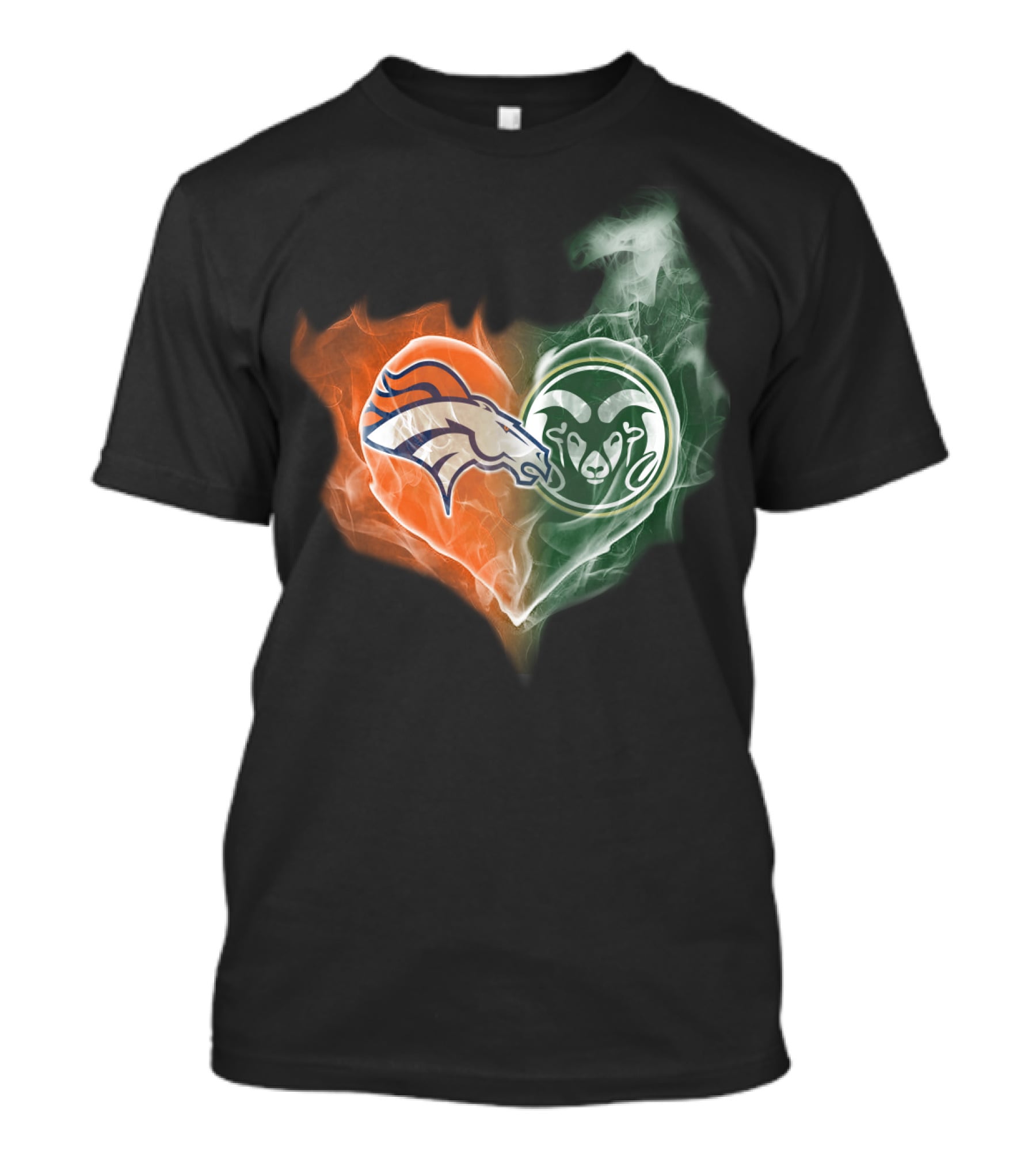 Broncos Rams Heart Shape Fusion T-Shirt