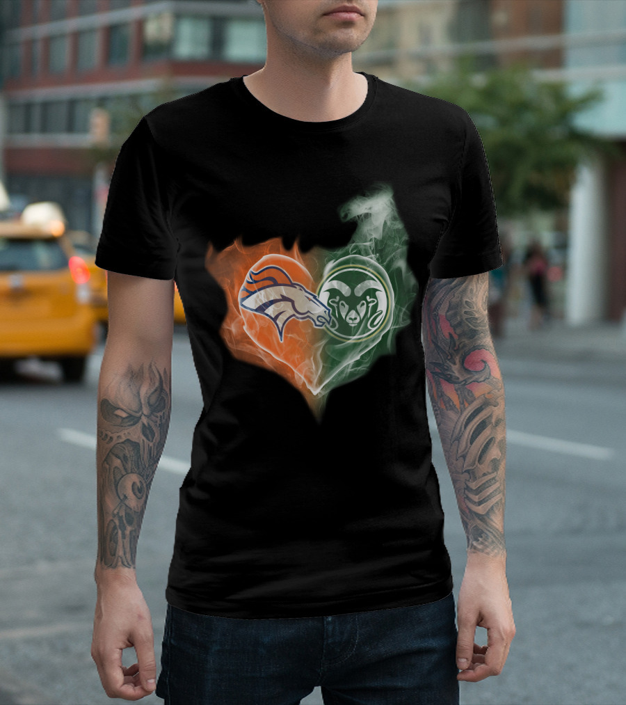 Broncos Rams Heart Shape Fusion T-Shirt