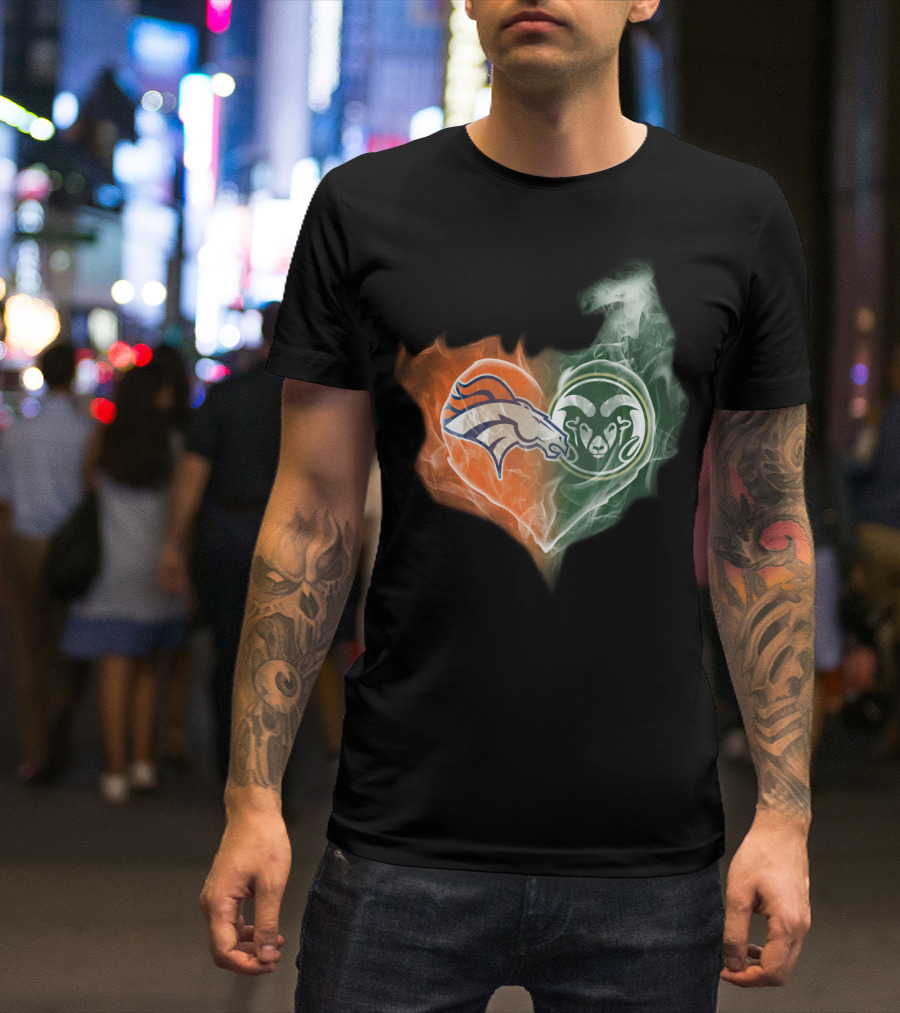Broncos Rams Heart Shape Fusion T-Shirt