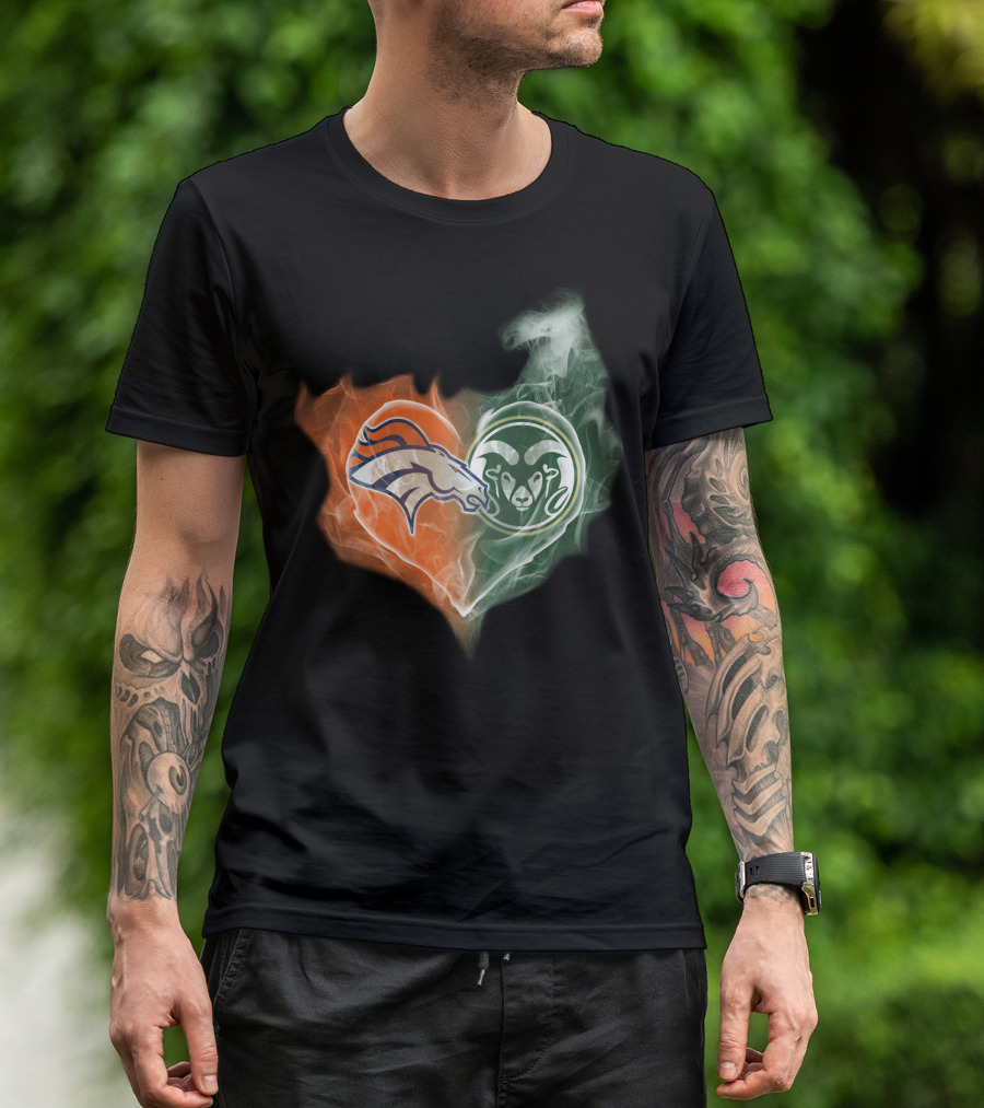 Broncos Rams Heart Shape Fusion T-Shirt
