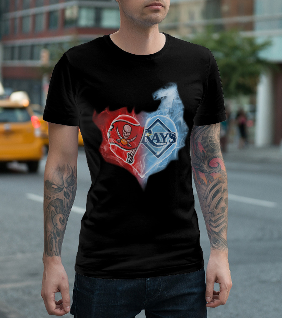Tampa Bay Buccaneers Buccaneers Tampa Bay Rays Heart T-Shirt