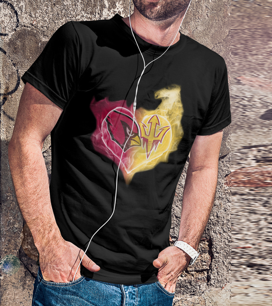 Cardinals Arizona State Sun Devils Heart T-Shirt