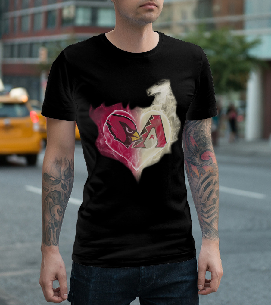 Cardinals Arizona Diamondbacks Heart Logo Fusion T-Shirt