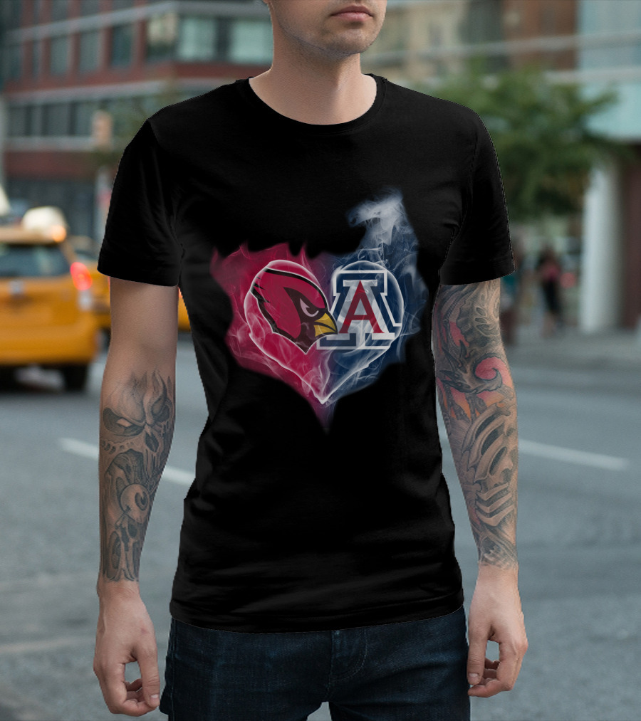 Cardinals Arizona Wildcats Heart Logo Smoke T-Shirt
