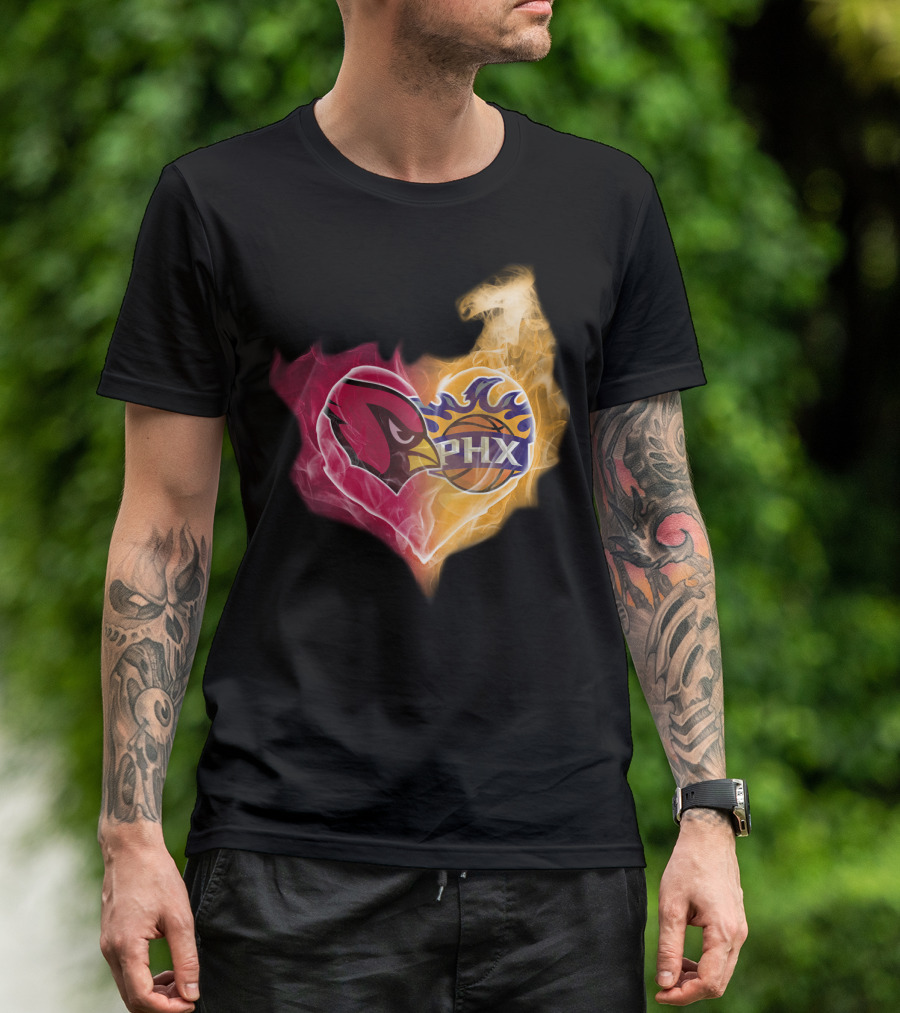 Cardinals PHX Suns Heart Blaze T-Shirt