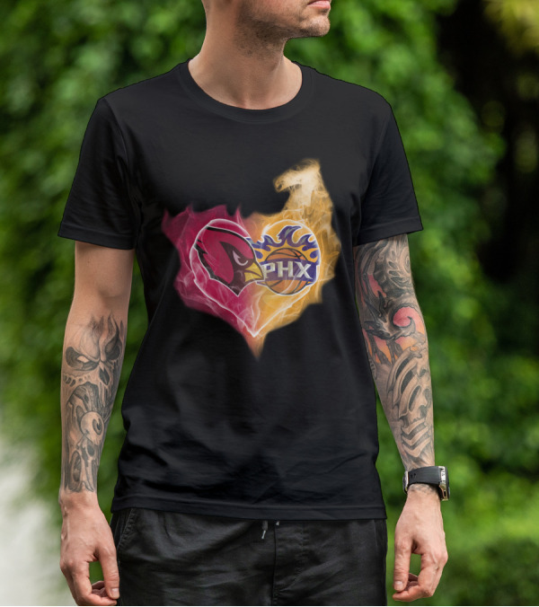 Cardinals PHX Suns Heart Blaze T-Shirt