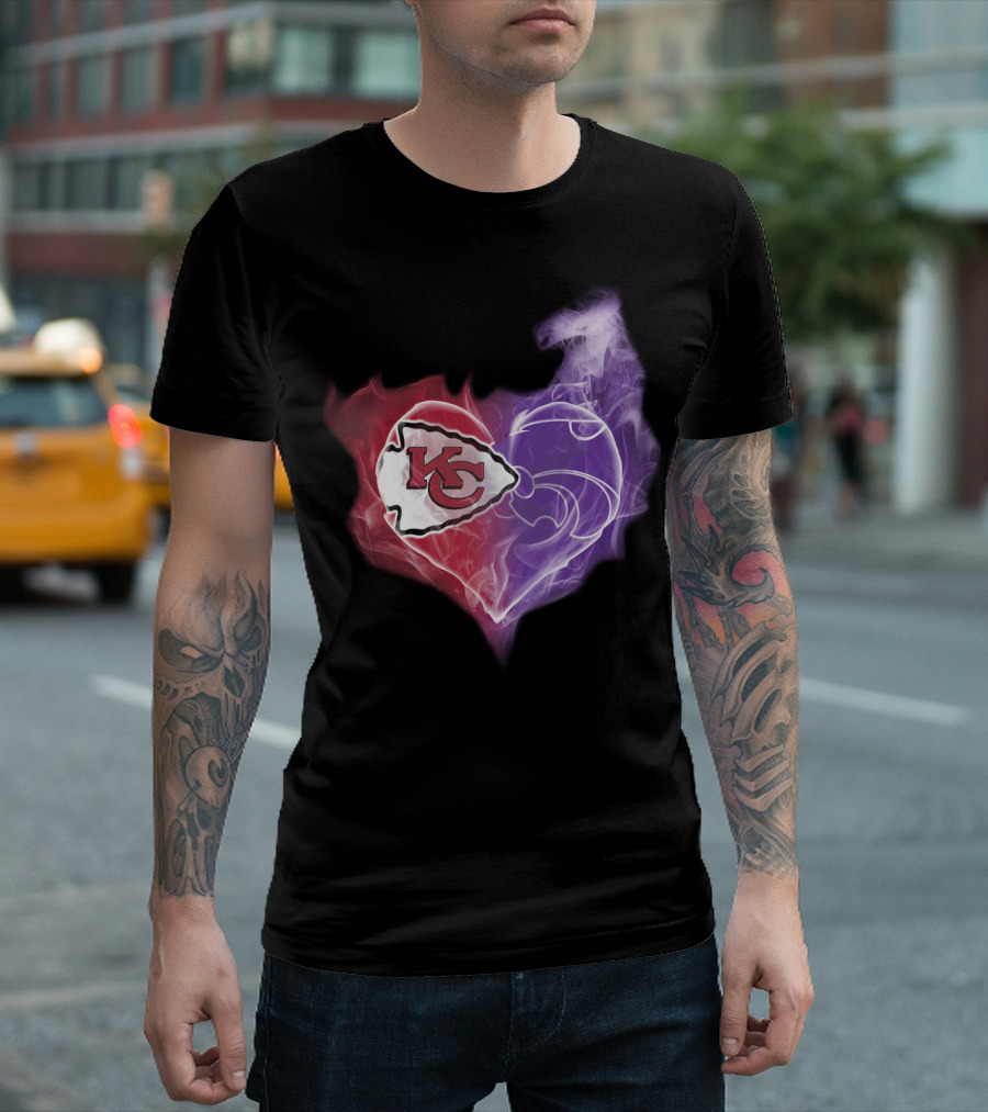 Kansas City Chiefs Kansas State Wildcats Heart T-Shirt