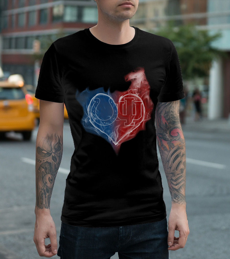 Colts Indiana Hoosiers Heart Logo Smoke T-Shirt