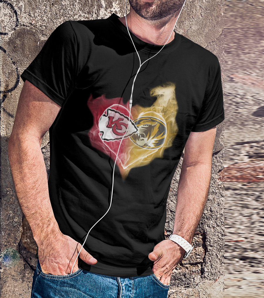 Chiefs Missouri Tigers Kc Smoke Heart T-Shirt