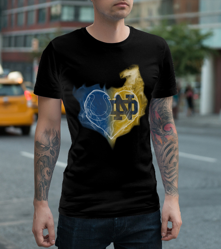 Colts Notre Dame Fighting Irish Flame Heart T-Shirt